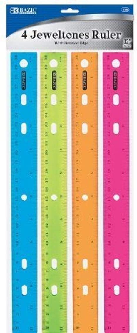 Bazic Jeweltones Color Plastic Ruler 12 30cm Inches