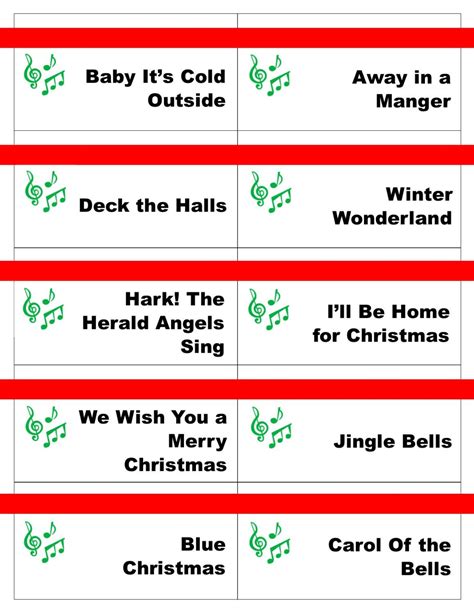 Printable Christmas Carol Game Cards For Pictionary Or Charades Instant
