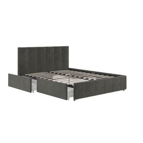 Dhp Rose Upholstered Bed With Storage Queen Gray Velvet 4344439