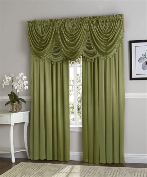 Hyatt Window Curtain And Fringed Valance Complete 9 Piece Window