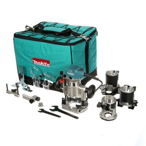 Makita 1 14 Hp Compact Router Kit With 3 Bases Rt0701cx3 The Home Depot