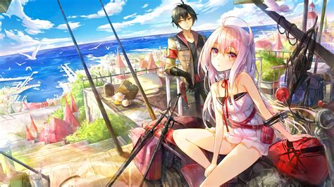 Wallpaper 3840x2160 Px Couple Landscape Original Characters Sexy Anime White Hair