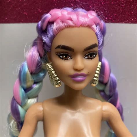 Nude Barbie Extra Doll 5 Pastel Rainbow Hair Braids 2020 Articulated Tall Body 1200 Picclick