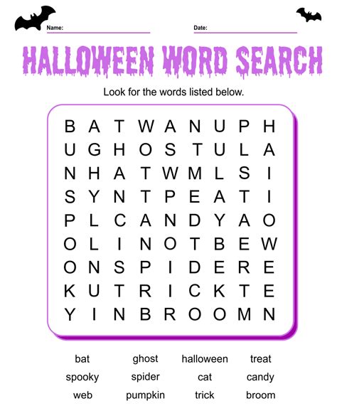 7 Best Halloween Word Search Printable Pages