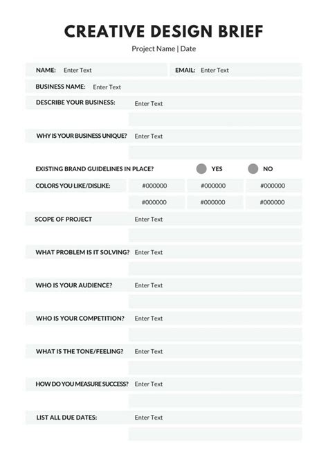 An Invoice Form With The Words Creative Design Brief Written On It