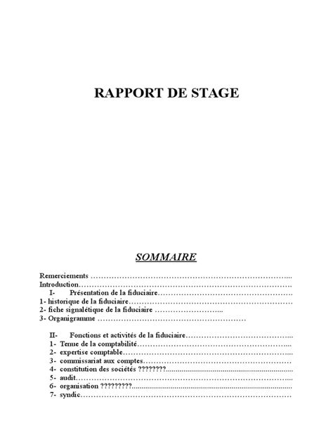 Rapport De Stage Comptabilite Chez Fiduciare Salaires Audit