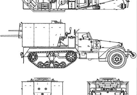 Tank M15 Multiple Gun Motor Carriage Drawings Dimensions Pictures