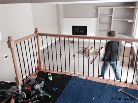On floor level balustrades the newel posts, shoe rail and stair handrail are set first. Stair rail install part 3 metal balusters - MarksCarpentry