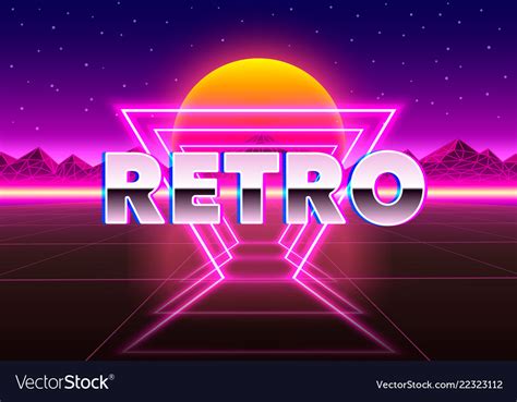 Retro Neon City Background Neon Style 80s