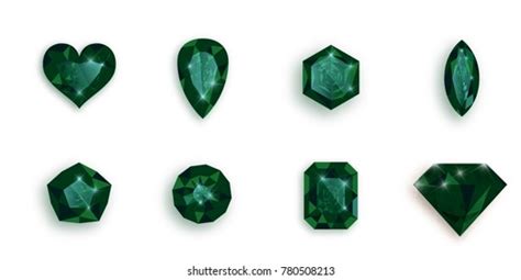 Set Green Gemstones Vector Illustration Emeralds Stock Vector Royalty