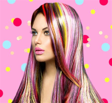 Beauty Girl With Colorful Dyed Hair Stock Image Image Of Face Model