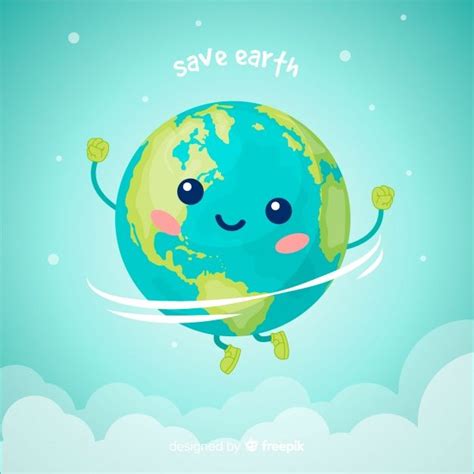 Lovely Planet Earth With Cartoon Style Vector Free Download Earth