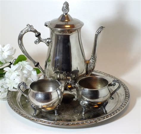 Leonard Silver Plate Tea Set 4 Pieces Floral Cast Repousse Etsy