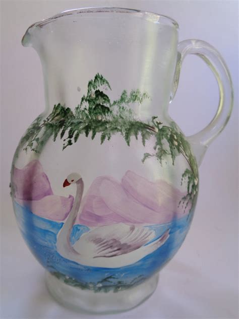 Victorian Glass Jug With Painted Decoration Of A Swan Collectors Weekly