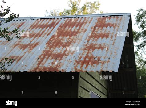 Rust On An Old Corrugated Metal Roof Stock Photo Alamy
