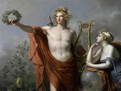 The trade completed, apollo became the god of music. Apollo, God of Light, Eloquence, Poetry and the Fine Arts with Urania, Muse of Astronomy ...