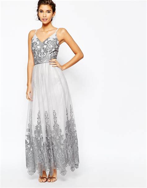 chi chi london cami strap premium lace maxi tulle prom dress at white lace cocktail