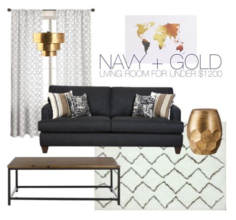 Budget Friendly Gold Navy Living Room Through The Front Door