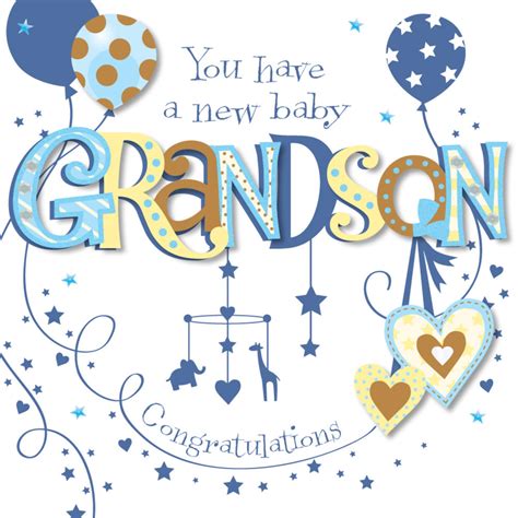 New Baby Grandson Congratulations Greeting Card Cards Love Kates