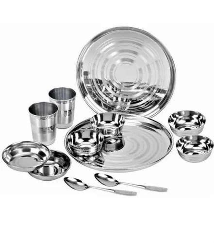 Silver 12 Piece Stainless Steel Dinner Set For Home Surface Finish