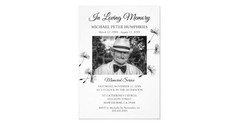 Funeral Service Celebration Of Life Photo Invitation