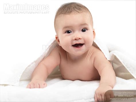 Photo Of Cute Baby Boy Smiling Face With Excited Expression Stock