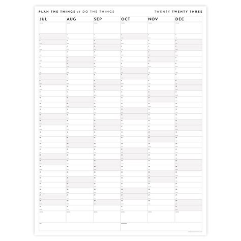 Six Month 2023 Giant Wall Calendar July To December With Gray Grey