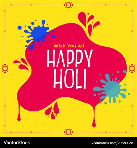 Happy Holi Festival Wishes Greeting Card Design Vector Image