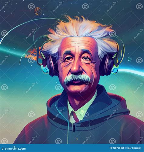 Crazy Albert Einstein Colored Portrait Vector Illustration Poster