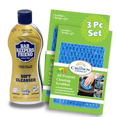 Bar Keepers Friend Soft Cleanser 13 Oz With Two All Purpose Scrubber
