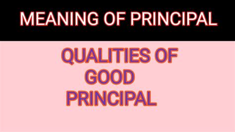 Meaning Of Principalqualities Of A Good Principalacademic