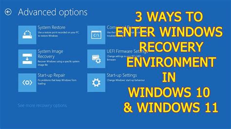 How To Open Advanced Options In Windows Windows Boot To Windows Recovery Menu From