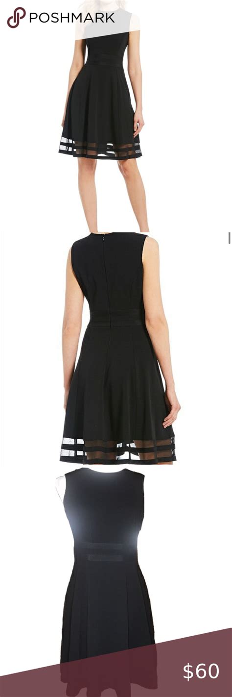 Calvin Klein Sleeveless Illusion Hem Dress Clothes Design Dresses Fit And Flare Dress