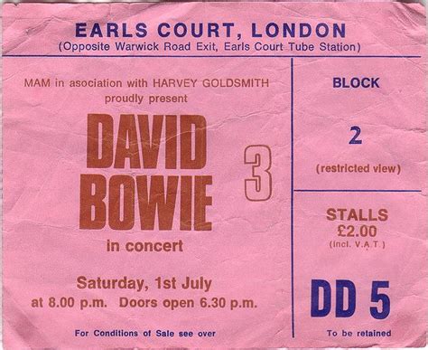 My Ticket Stub From 1978 Davidbowie Bowie Music Tickets Concert