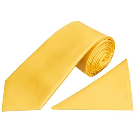 Yellow Gold Satin Tie And Handkerchief