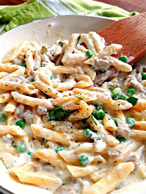 Creamy Turkey Pasta With Peas Delicious Used Parmesan Instead Of