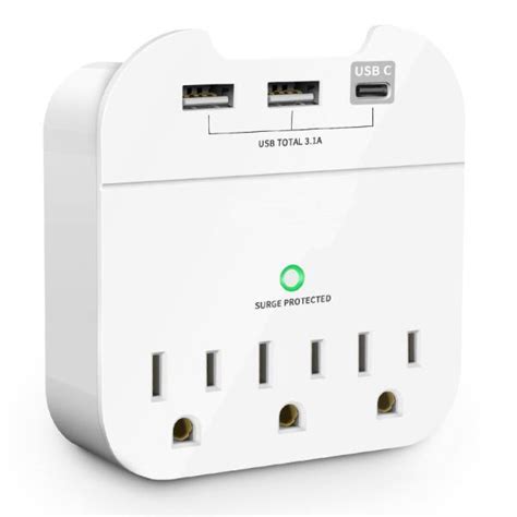 Multi Plug Outlet Extender With 3 Usb Wall Charger2 Usb A 1 Usb C 31