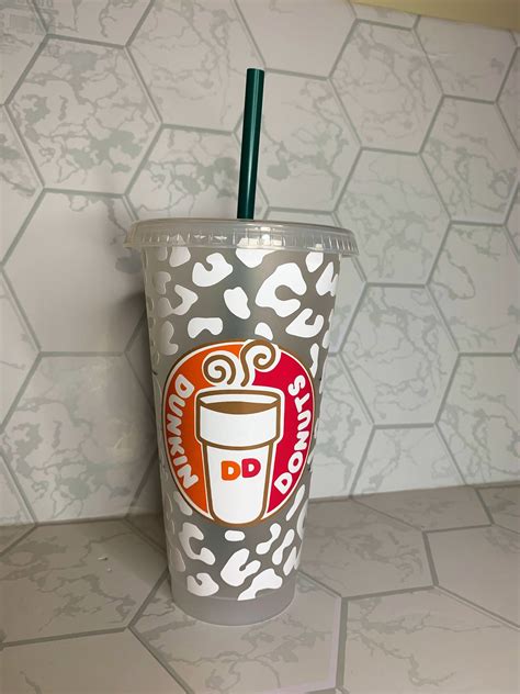 Dunkin Donuts Reusable Cold Cup Leopard Print Custom Cup Etsy