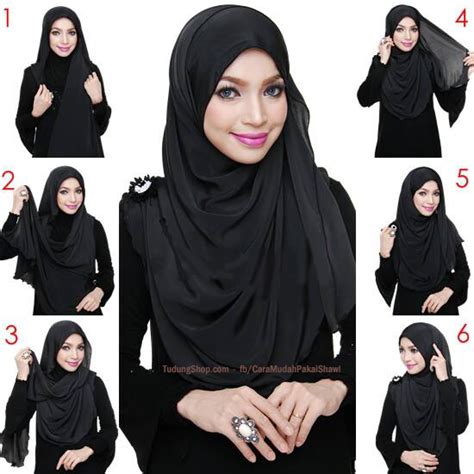 See more ideas about hijab tutorial, hijab style tutorial, hijab fashion. Cara pakai shawl labuh hitam tutup kemas depan belakang di ...