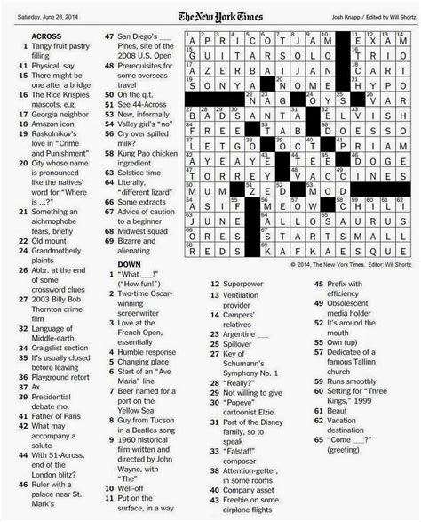 The New York Times Crossword In Gothic 062814 — The Saturday Crossword
