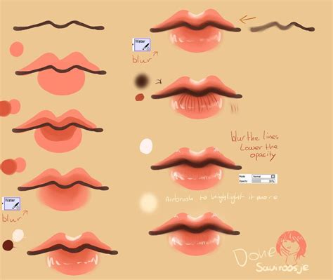 Step By Step Lip Tutorial By Saviroosje On Deviantart Lips Drawing