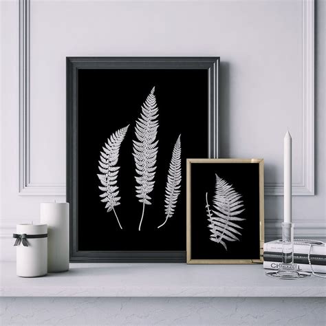 Black And White Botanical Print Set Of Piece Wall Art Etsy