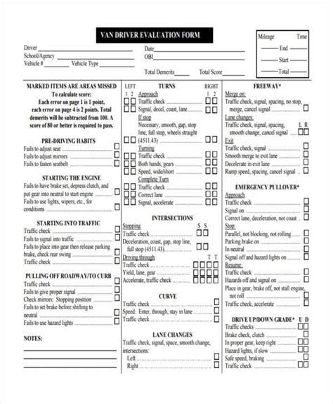 Free 9 Sample Driver Evaluation Forms In Pdf Ms Word