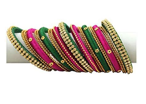 Yaalz Women And Girls Multicolour Silk Thread Festival Wear Wedding Chuda Kundan Stone Bangle