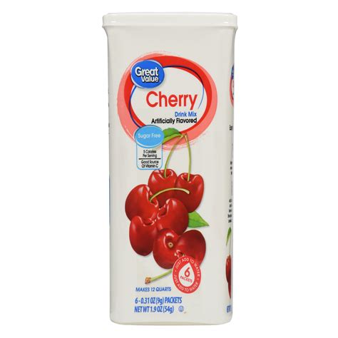 Great Value Drink Mix Cherry Sugar Free 19 Oz 6 Count