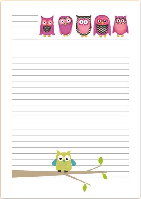 Cute Owl Letter Writing Paper A4 Stationary Penpal Bird Pretty