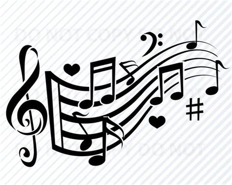 Music Notes Svg Files For Cricut Silhouette Clipart Treble Bass Clef