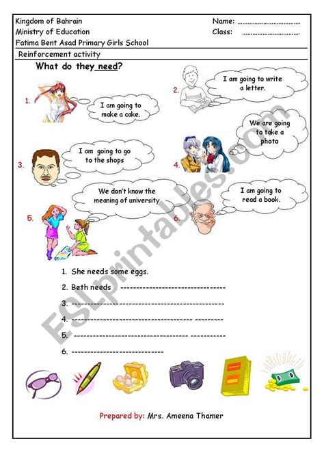 What Do They Need Esl Worksheet By Btv111