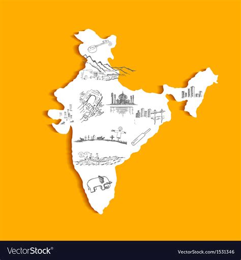 Map Indiayellow India Map Map Of India Vector Silhouetteindia Vector