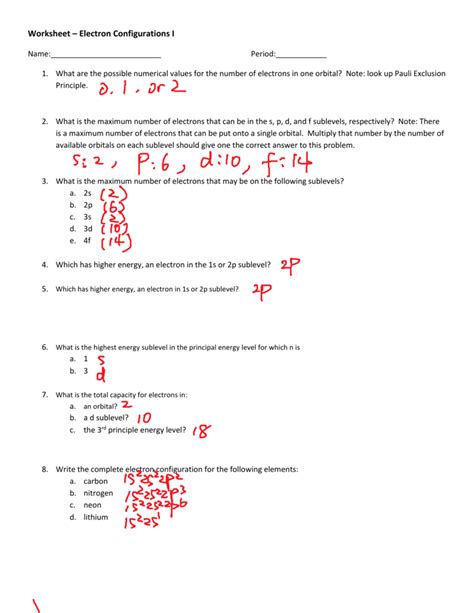 In the space below, write the unabbreviated electron 5f block. Writing Electron Configuration Worksheet Answer Key — db ...